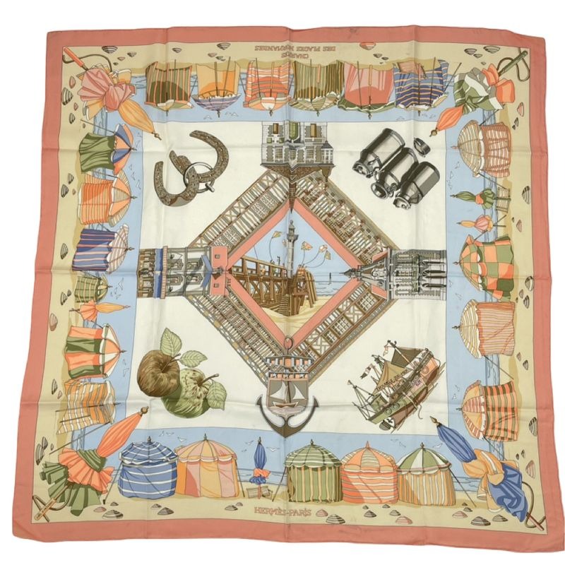 Hermes Scarf Silk Carre 90 Charmes DES Plages Normandes Charms Of The Normandy