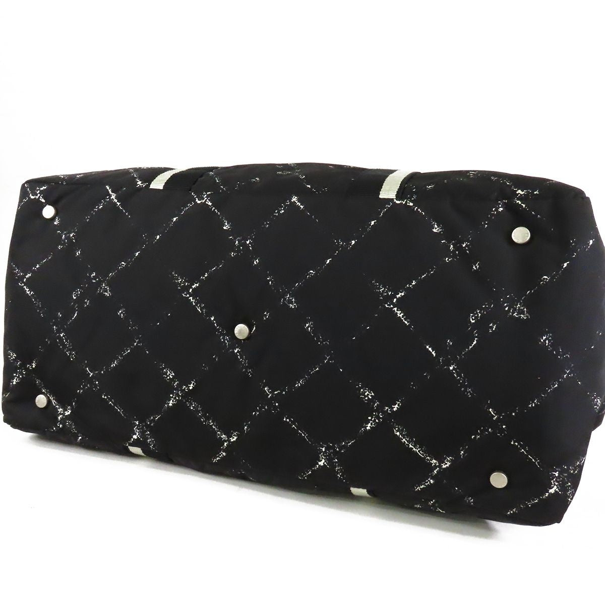 Chanel Vintage Travel Line Boston Bag Black White Silver Nylon 2-Way — view 3