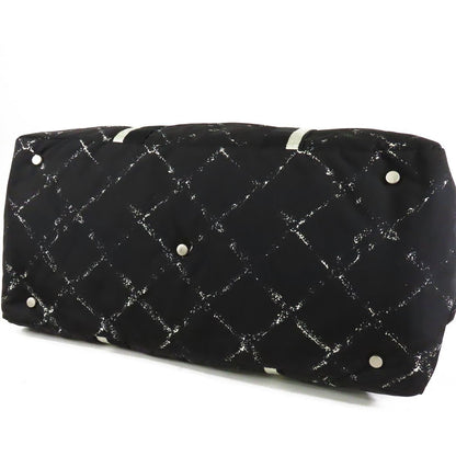 Chanel Vintage Travel Line Boston Bag Black White Silver Nylon 2-Way — view 3
