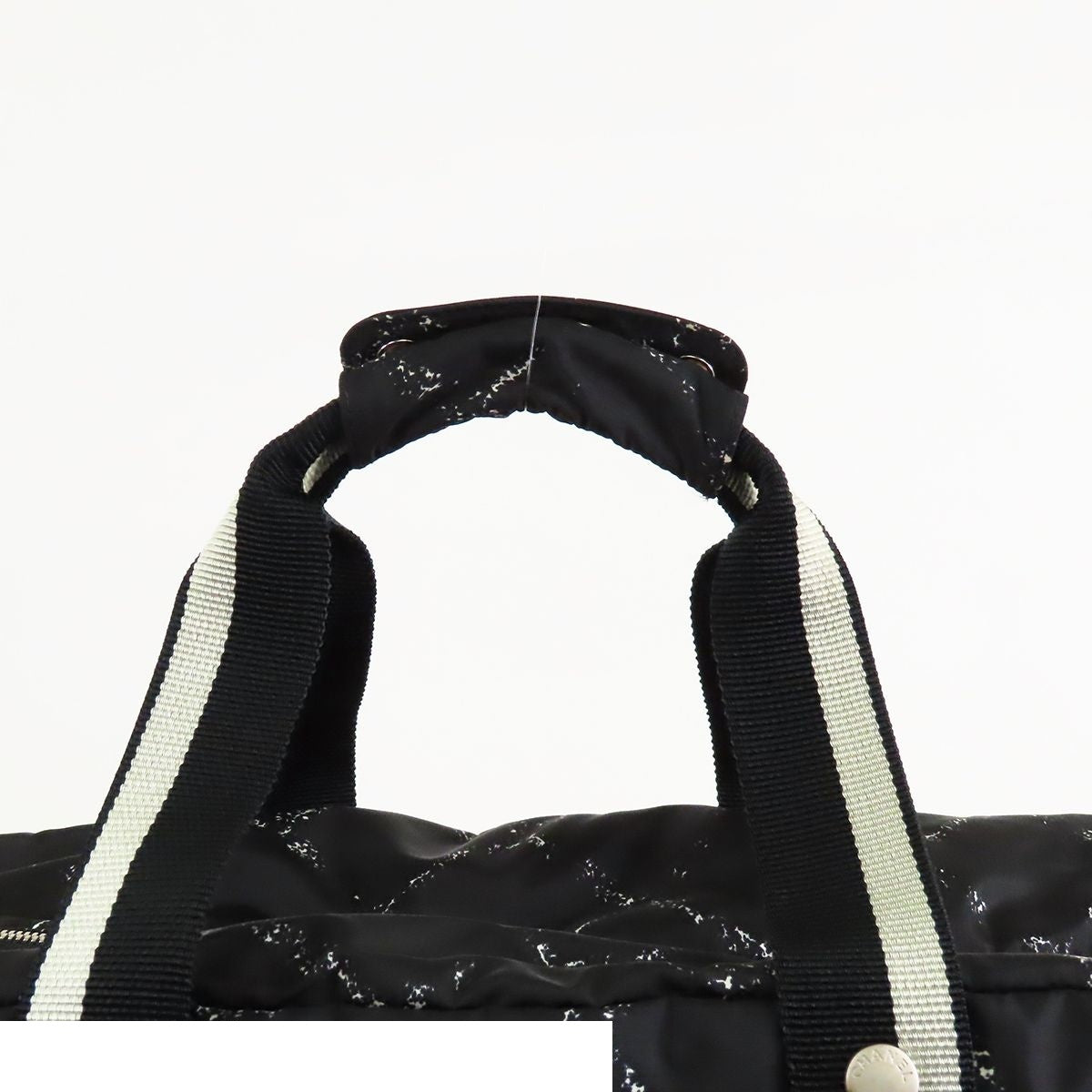 Chanel Vintage Travel Line Boston Bag Black White Silver Nylon 2-Way — view 4