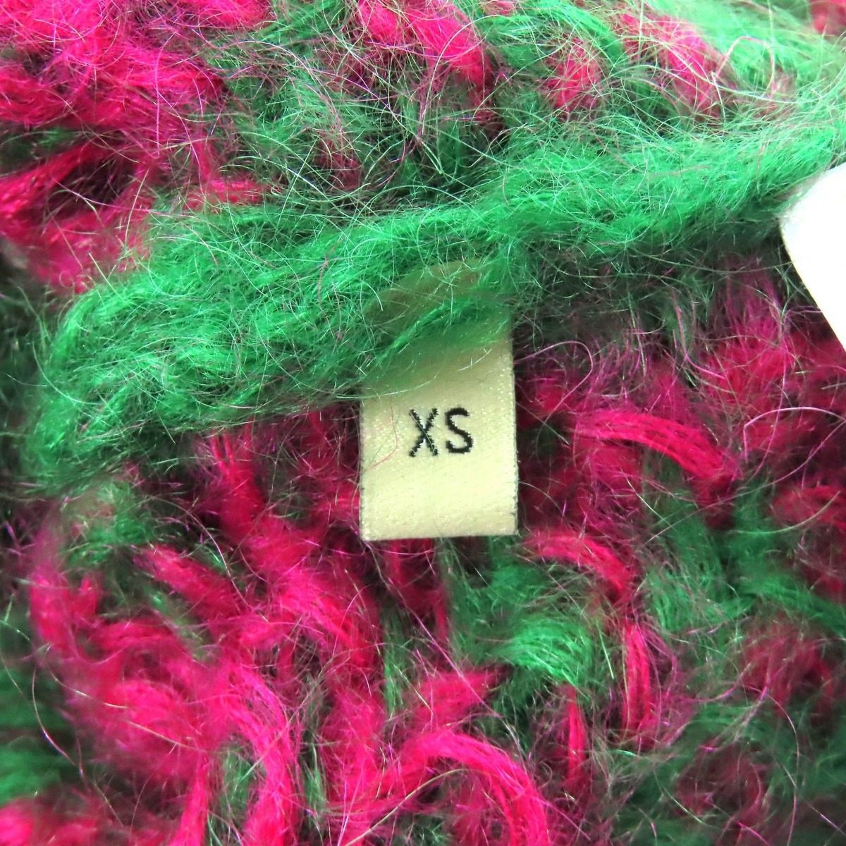 Gucci Sequin Cropped Length Mohair Blend Long Sleeve Knit Sweater Green Pink XS — view 7