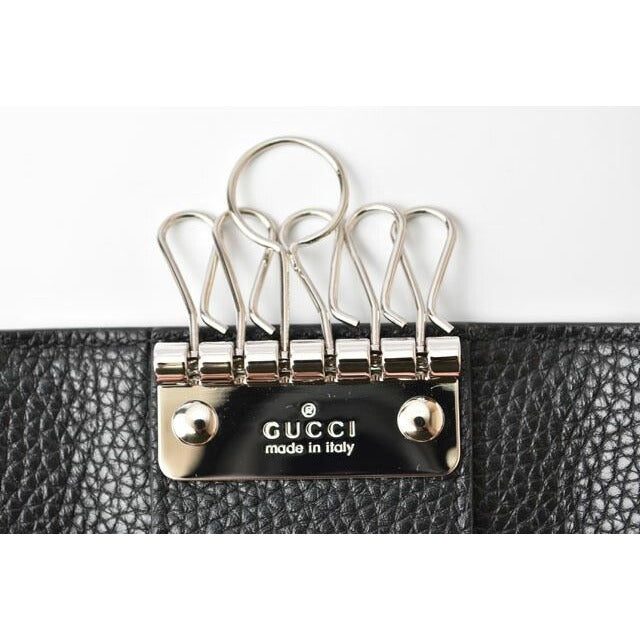 Gucci Key Case Holder 6-stack Leather GG Logo Black Silver — view 4