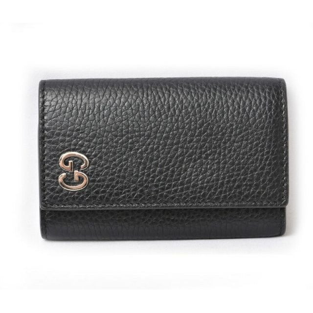 Gucci Key Case Holder 6-stack Leather GG Logo Black Silver