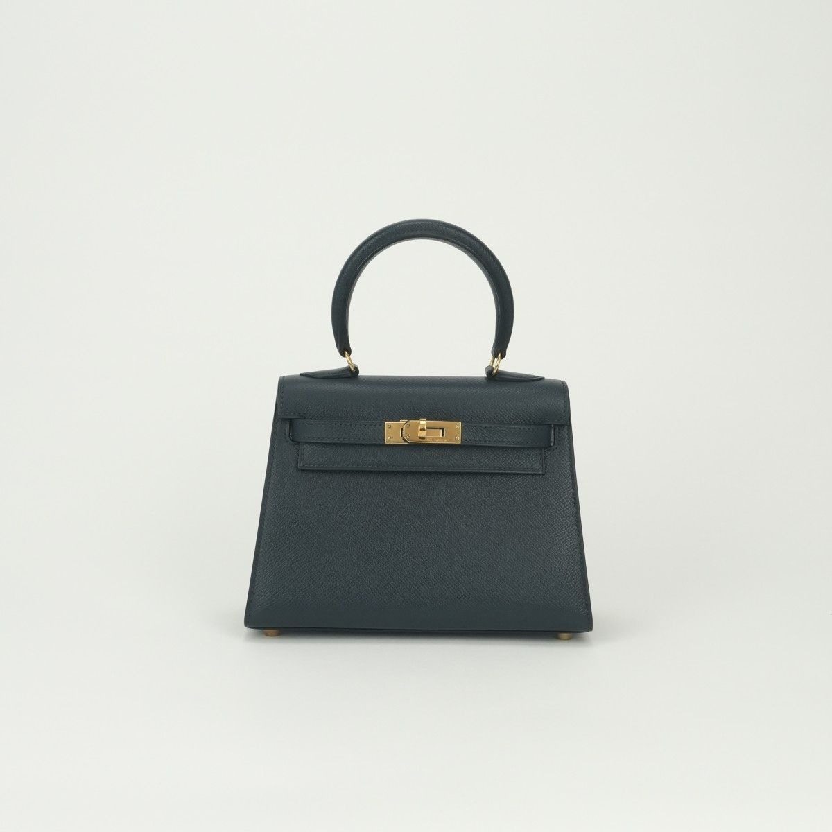 Hermes Tote Shoulder Bag Courchevel Navy Blue Gold 2-Way Sellier