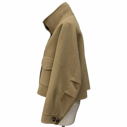 Max Mara Weekend Maxmara Wool Oversize Logo Button Cropped Length Stand Collar — view 2