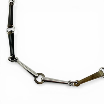 Hermes Molle Buffalo Horn Silver Necklace Brown