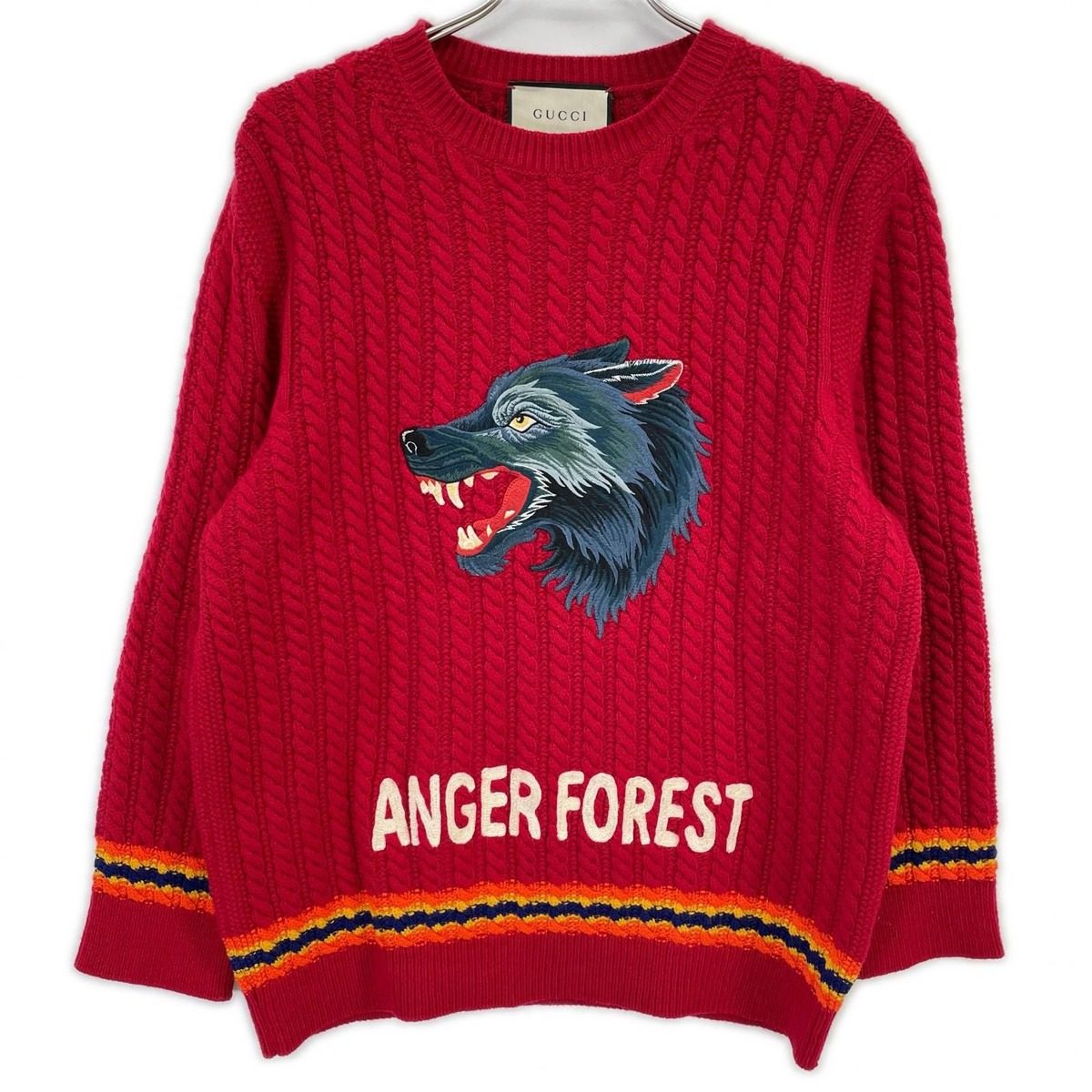 Gucci Anger Forest Wolf Embroidery Knit Sweater