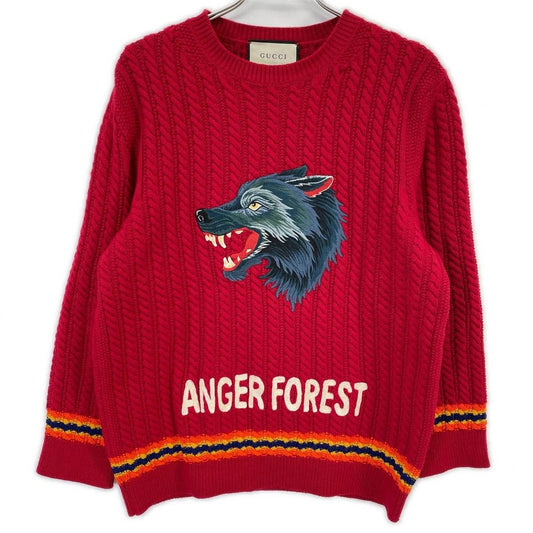 Gucci Anger Forest Wolf Embroidery Knit Sweater