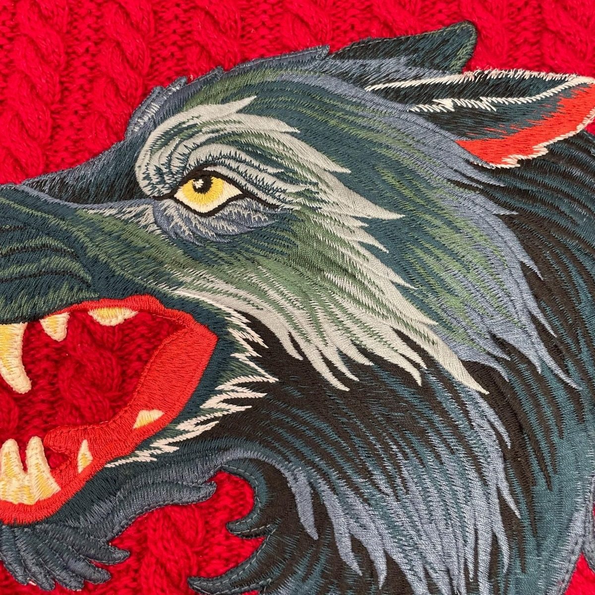 Gucci Anger Forest Wolf Embroidery Knit Sweater — view 7