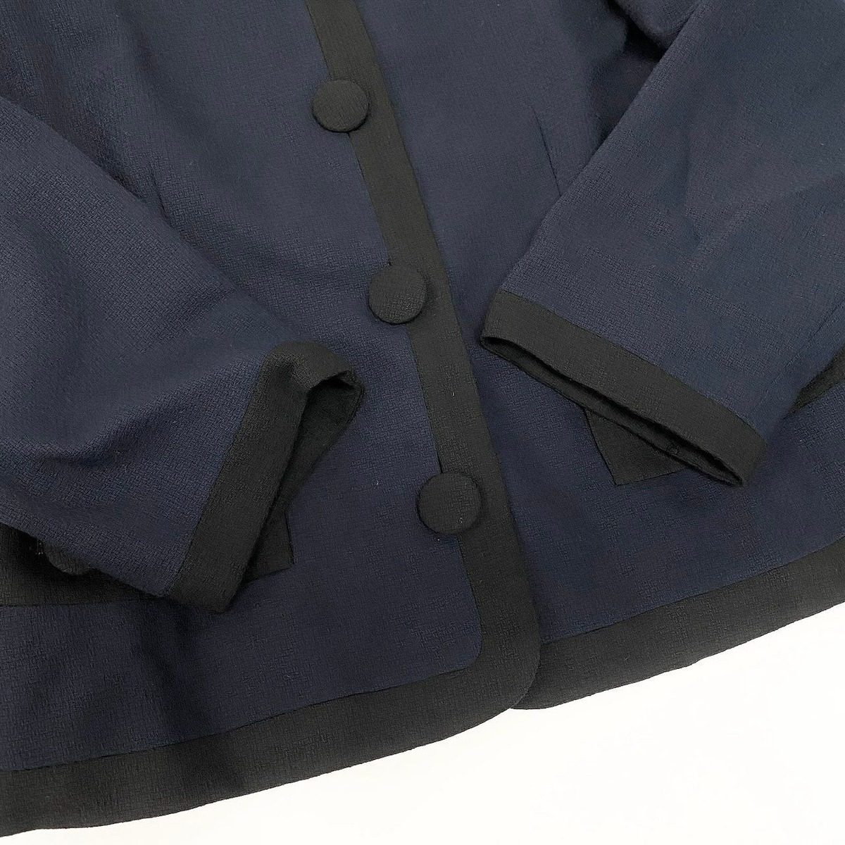 Saint Laurent Yves Skirt Set Jacket Tight Bicolor M Navy Black Wool — view 7