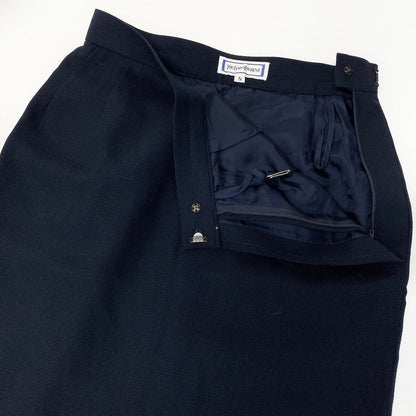Saint Laurent Yves Skirt Set Jacket Tight Bicolor M Navy Black Wool — view 8
