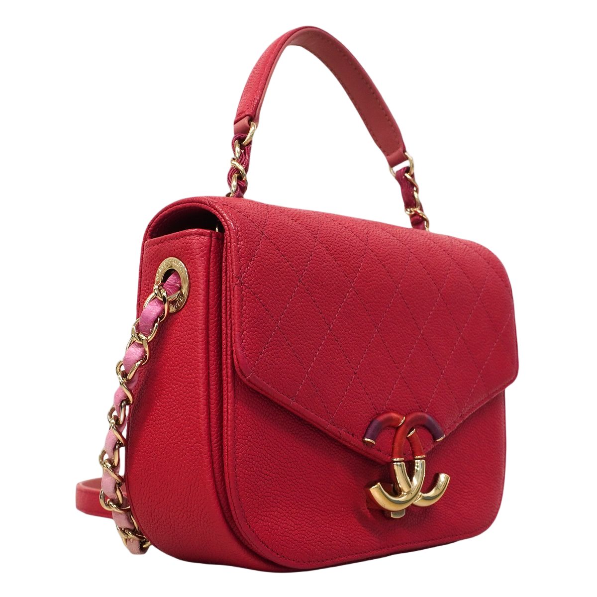 Chanel Handbag Quilted Caviar Leather Pink Gold 2-Way — view 2