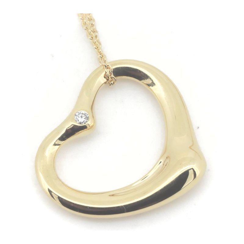 Tiffany & Co Open Heart Diamond Necklace 2p 18k Yellow