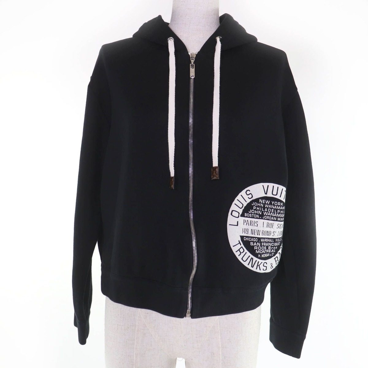 Louis Vuitton Cotton Logo Monogram Trunks & Bag Hoodie Black