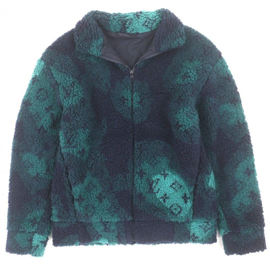 Louis Vuitton Monogram Jacquard Zip Up Fleece Jacket Green Navy