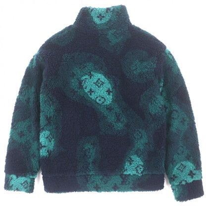 Louis Vuitton Monogram Jacquard Zip Up Fleece Jacket Green Navy — view 3