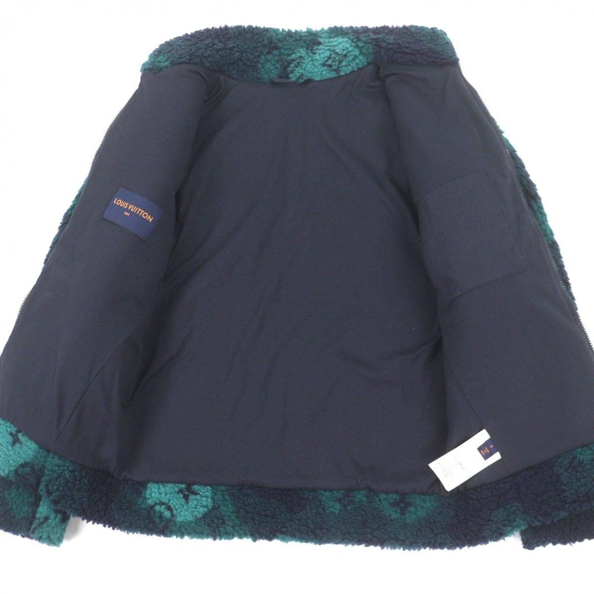 Louis Vuitton Monogram Jacquard Zip Up Fleece Jacket Green Navy — view 4