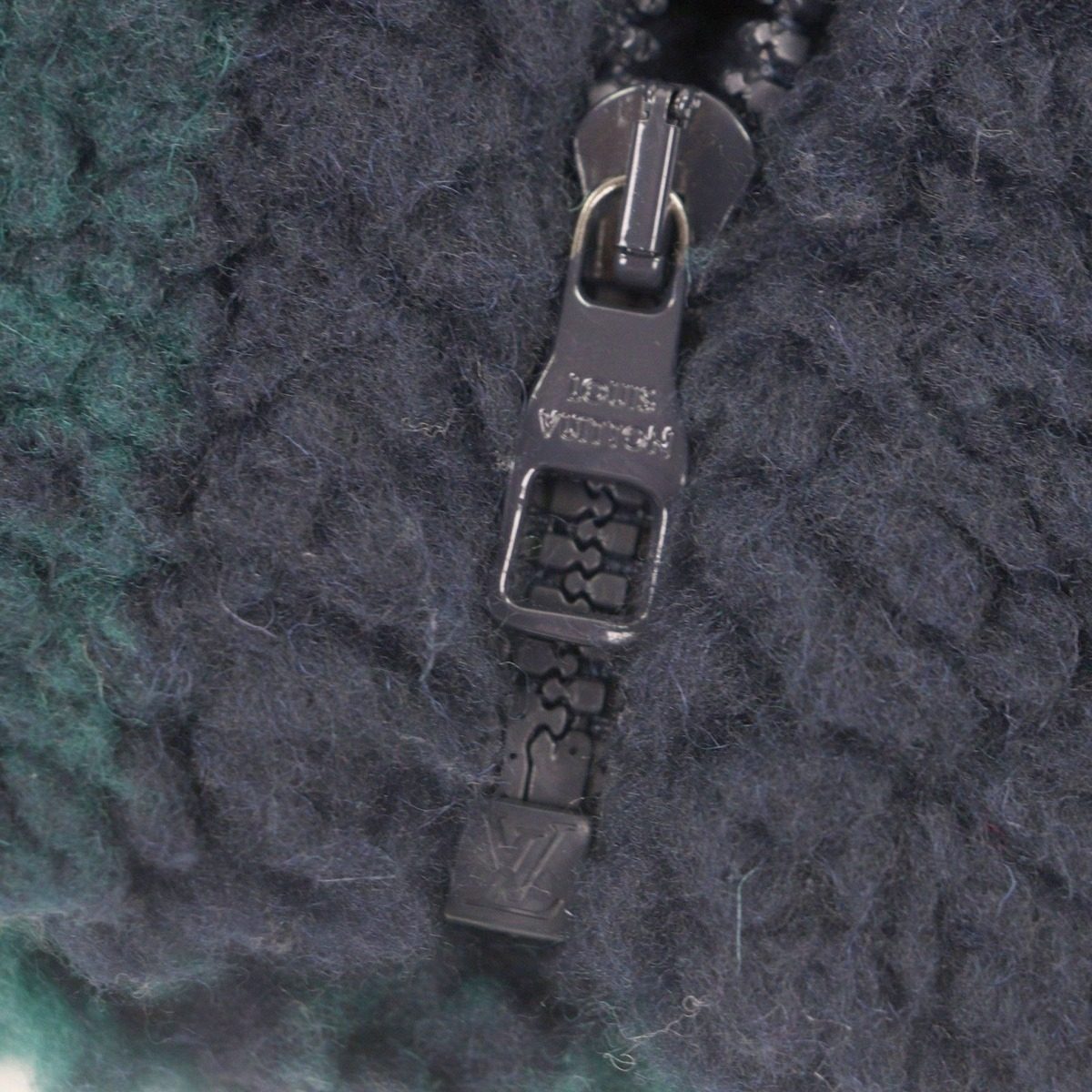 Louis Vuitton Monogram Jacquard Zip Up Fleece Jacket Green Navy — view 6
