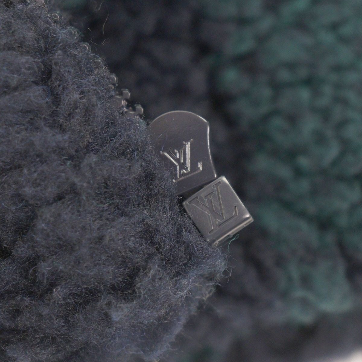Louis Vuitton Monogram Jacquard Zip Up Fleece Jacket Green Navy — view 7