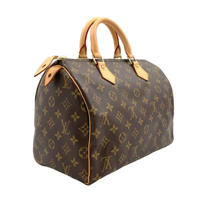 Louis Vuitton Speedy 30 Monogram Leather Brown Handbag Gold — view 2