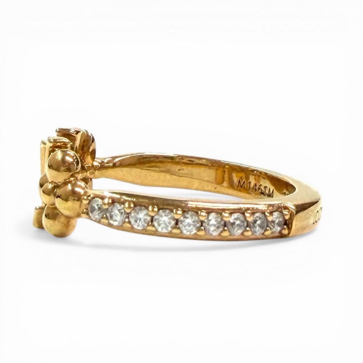 Louis Vuitton Ring LV Iconic Monogram Flower Line Stone Gold — view 4