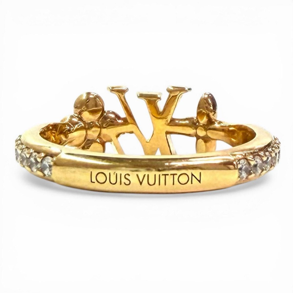 Louis Vuitton Ring LV Iconic Monogram Flower Line Stone Gold — view 5