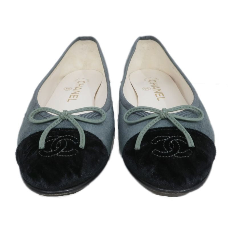 Chanel Valerie Nash Dark Green Black 36 C Velvet Shoes — view 3