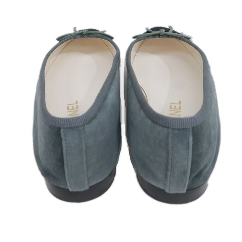 Chanel Valerie Nash Dark Green Black 36 C Velvet Shoes — view 6