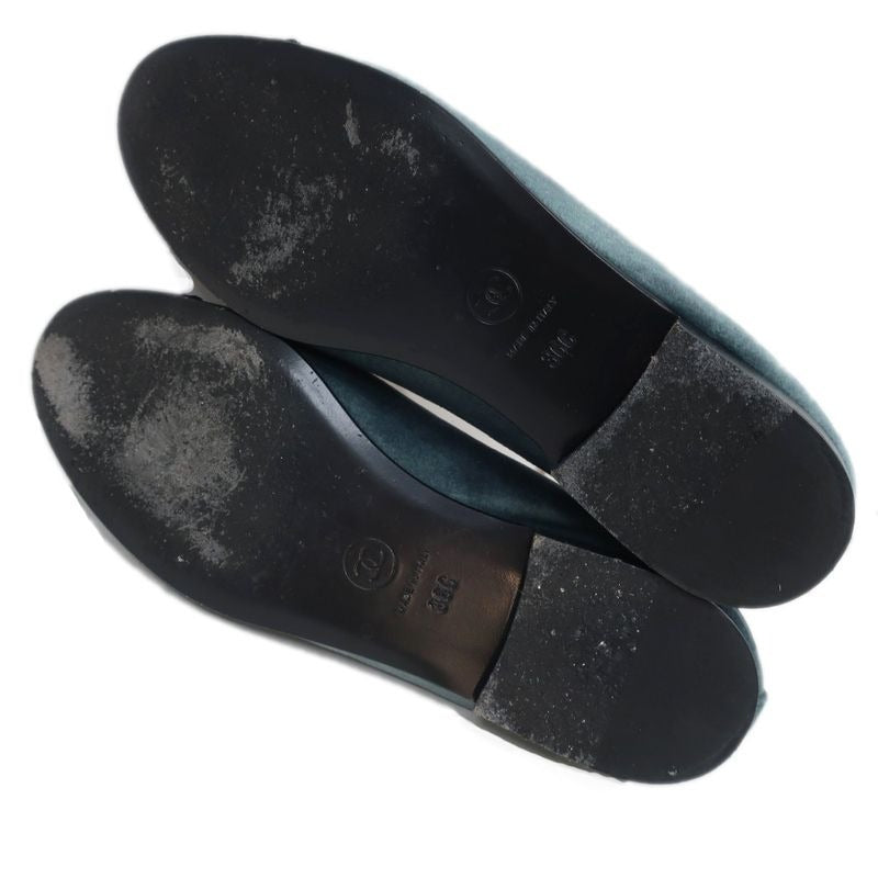 Chanel Valerie Nash Dark Green Black 36 C Velvet Shoes — view 8