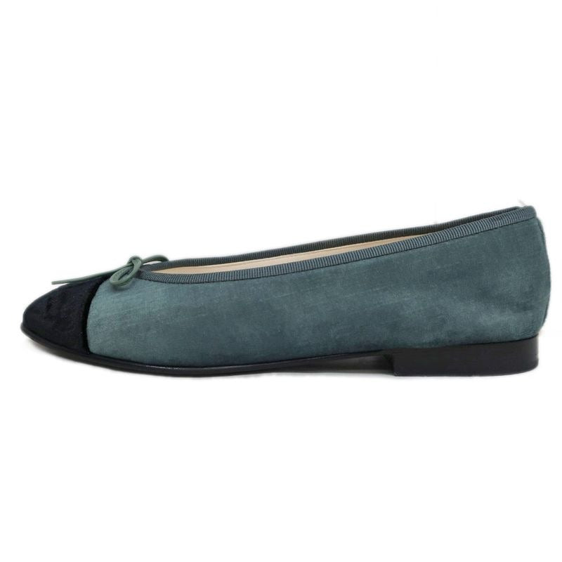 Chanel Valerie Nash Dark Green Black 36 C Velvet Shoes