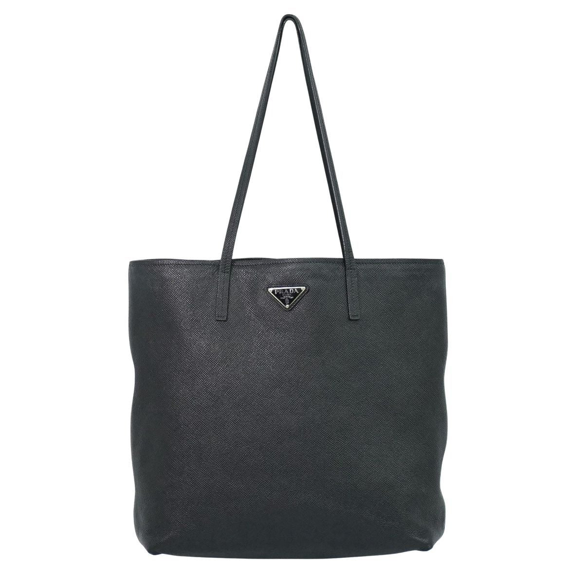 Prada Leather Shoulder Bag Tote Black