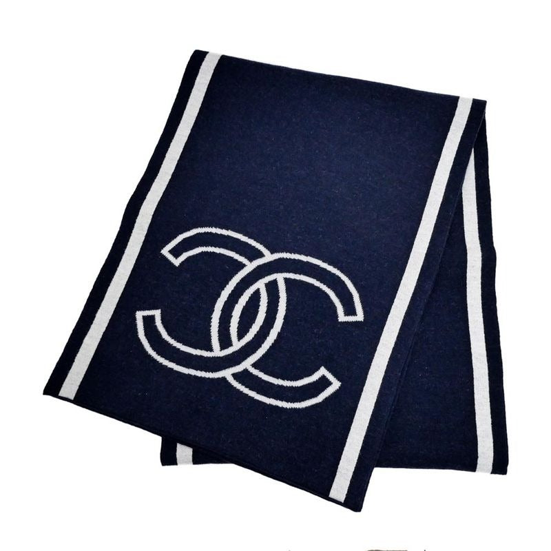 Chanel Reversible Muffler Navy Coco Mark 2025 Cruises Aaa710 Scarf