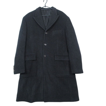 Prada Long Coat Jacket Chesterfield Wool Vintage 50 L Black