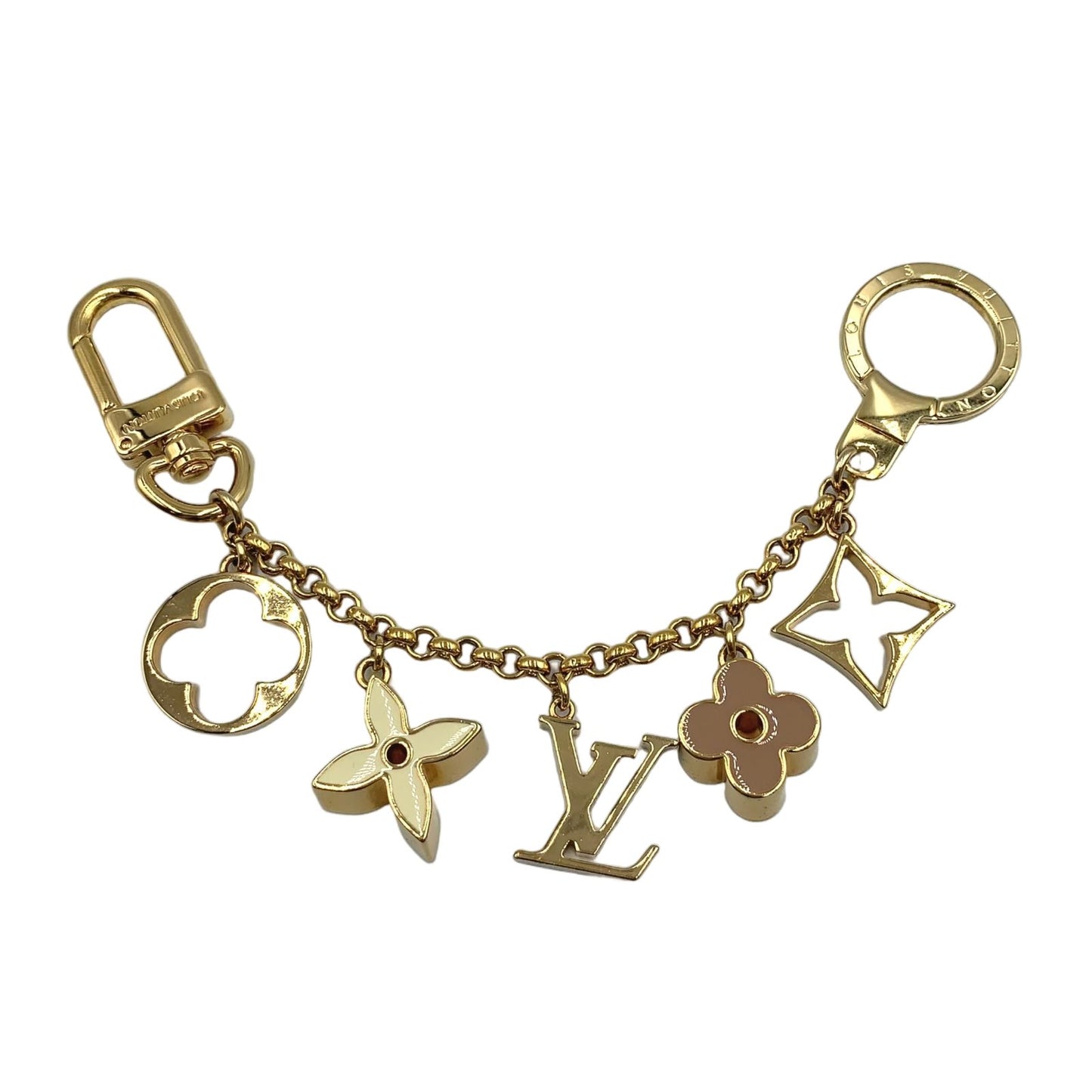 Louis Vuitton Fleur de Monogram Off White Gold Beige Charm Keychain