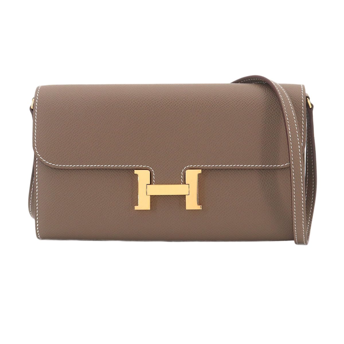 Hermes Constance Long Tougo Bifold Wallet Epsom Etoupe Gold