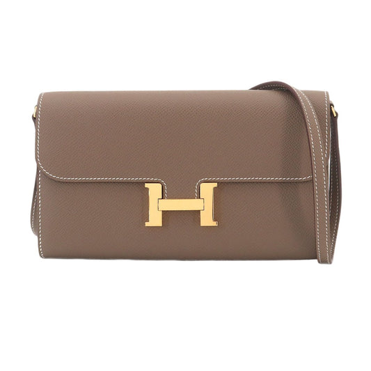 Hermes Constance Long Tougo Bifold Wallet Epsom Etoupe Gold