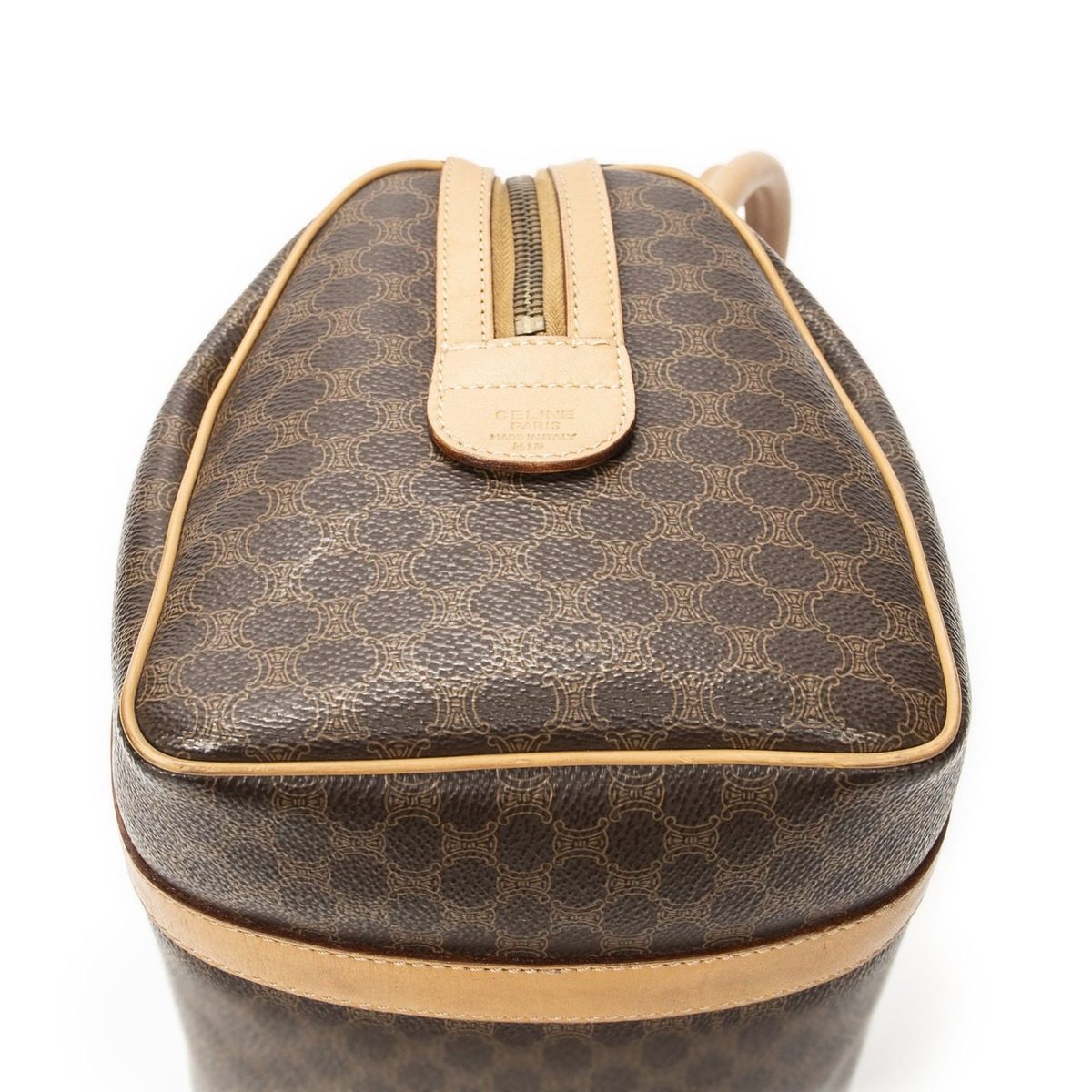 Celine Mini Boston Beige Brown Macadam Canvas Shoulder Bag — view 8
