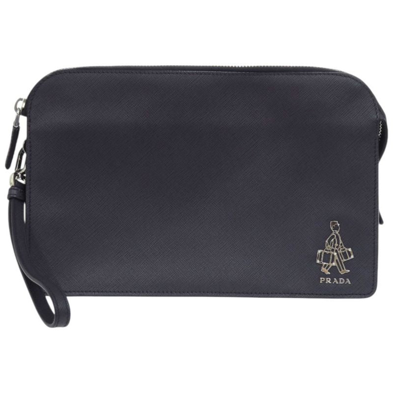Prada Clutch Bag 2 Vf056 Saffiano Navy Blue Second 0450