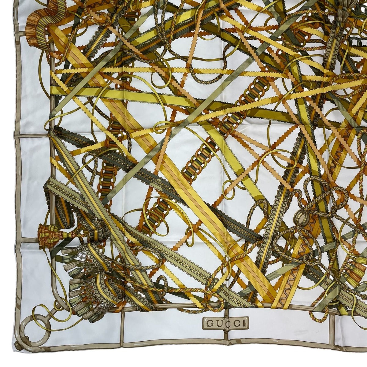 Gucci Scarf Silk Harness All Over Pattern Beige — view 4