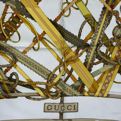 Gucci Scarf Silk Harness All Over Pattern Beige — view 6
