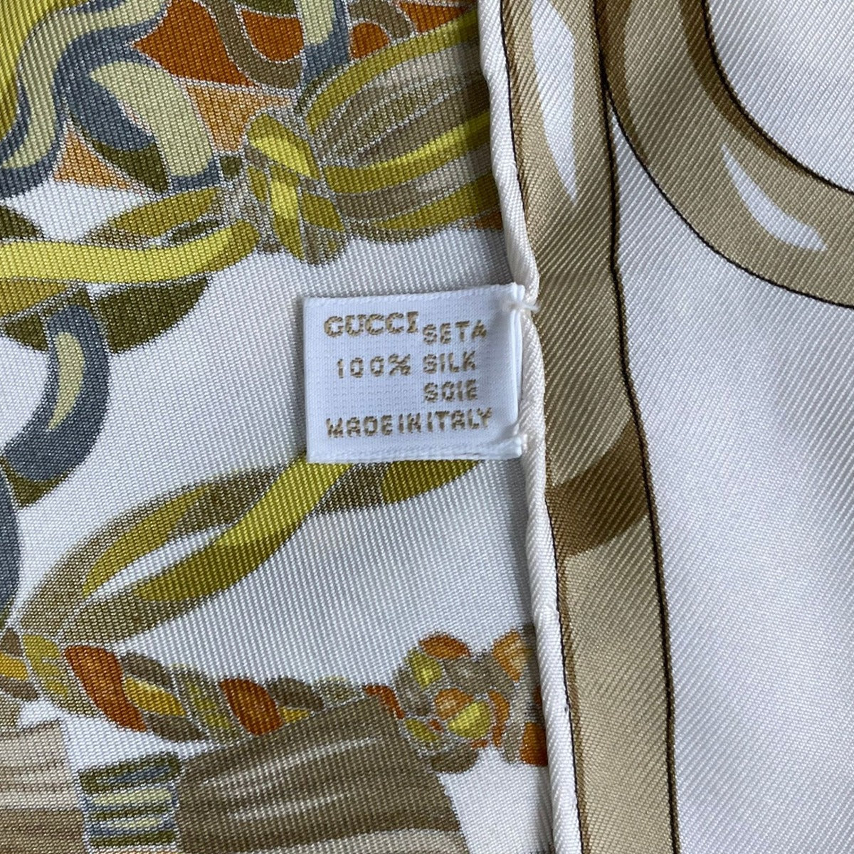 Gucci Scarf Silk Harness All Over Pattern Beige — view 8