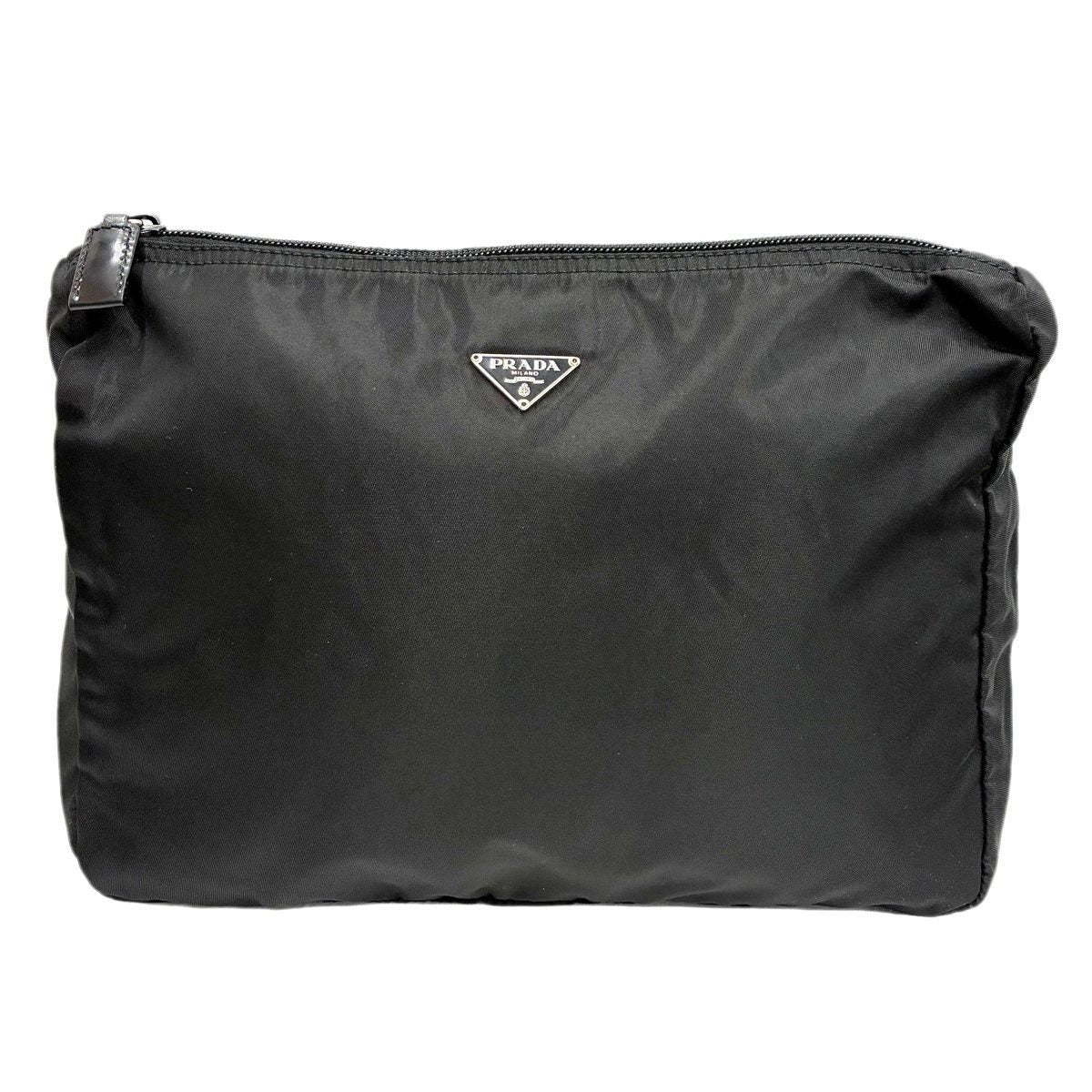 Prada Tessuto Nylon Pouch Large Triangle Logo Black