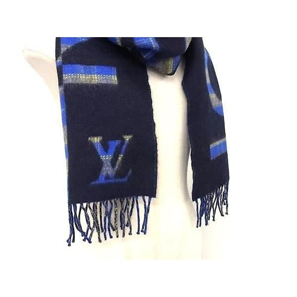 Louis Vuitton Scarf Echarpe Check with Blue Based 90% Wool — view 3