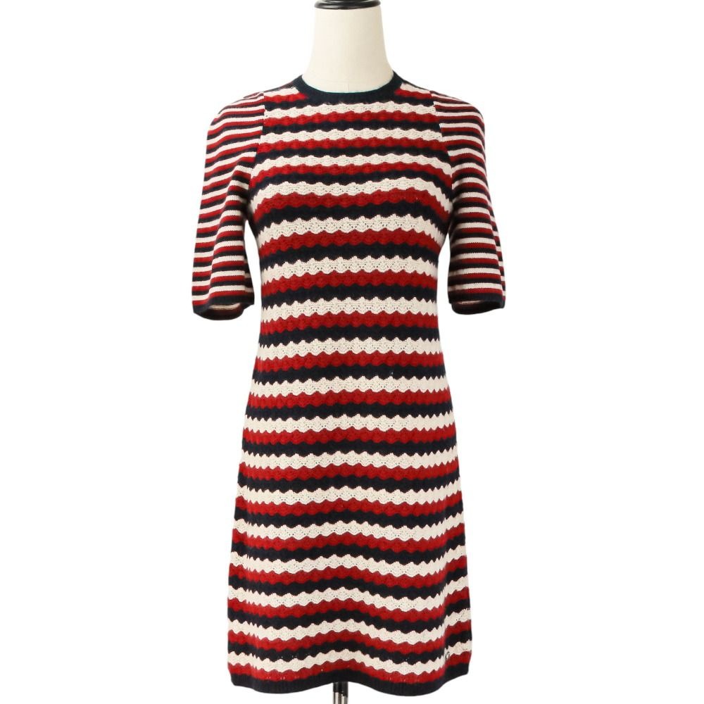Chanel Wave Stripe Tricolor Cashmere Knit Dress 36