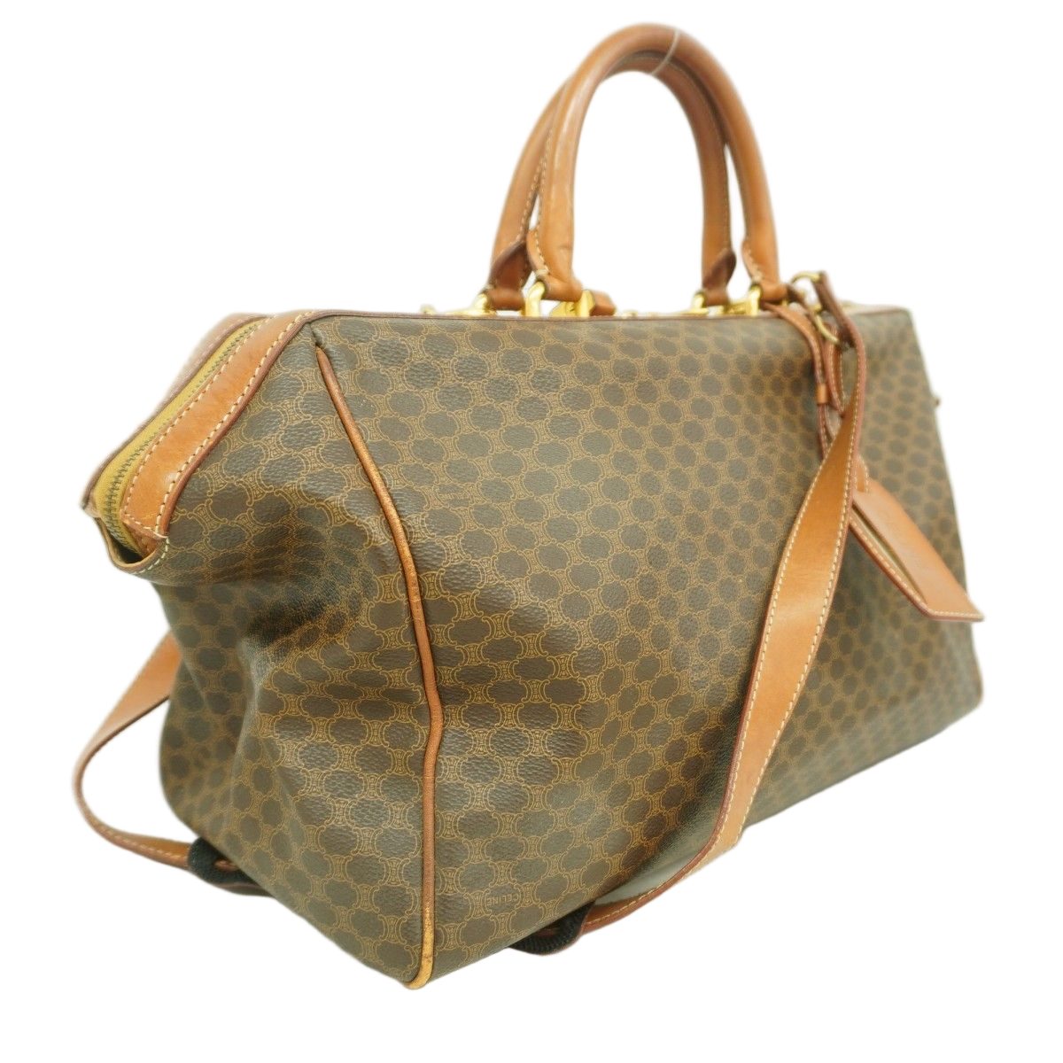 Celine Boston Bag Macadam Brown Gold — view 2