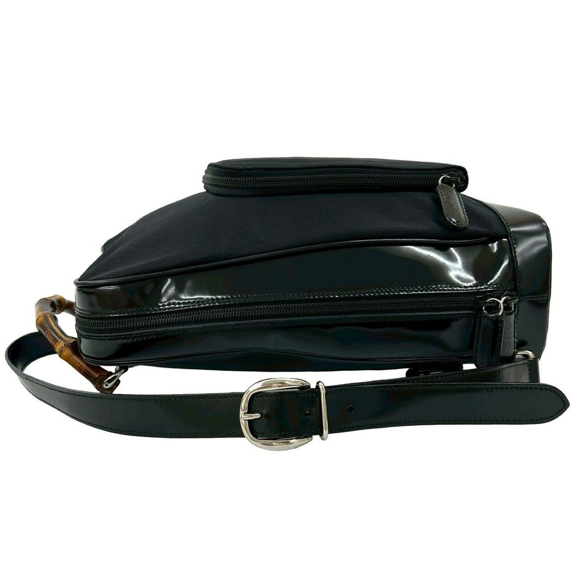 Gucci Vintage Bamboo Nylon Patent Backpack — view 5