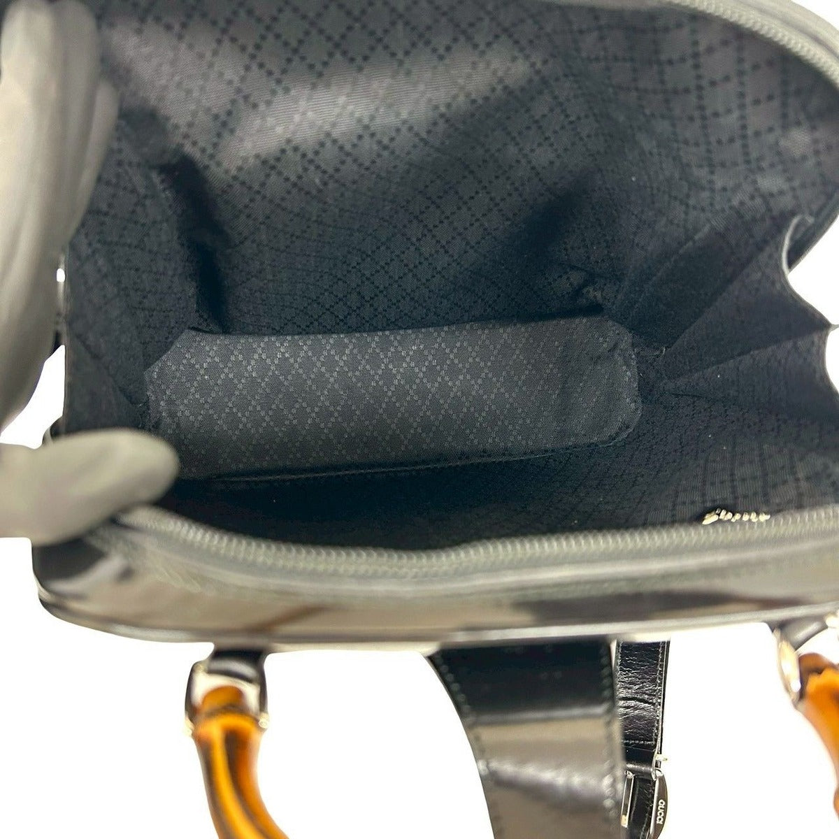 Gucci Vintage Bamboo Nylon Patent Backpack — view 9