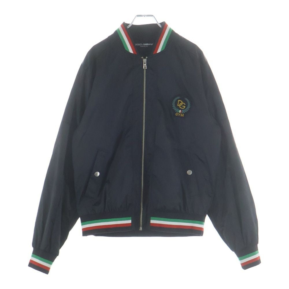 Dolce & Gabbana Zip Up Nylon Jacket with Logo Patch Black