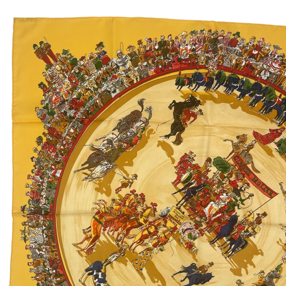 Hermes Scarf Silk Carre 90 Cirque Molier Yellow — view 3