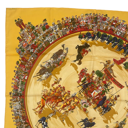 Hermes Scarf Silk Carre 90 Cirque Molier Yellow — view 3